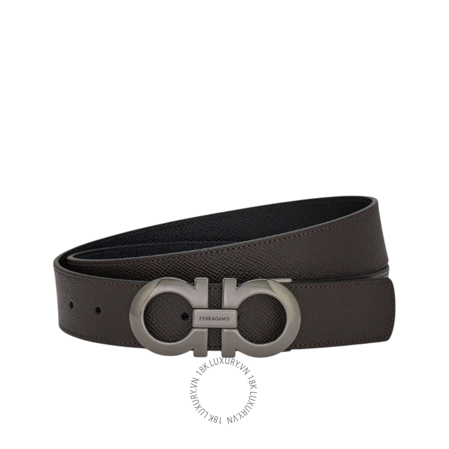 Thắt lưng Salvatore Ferragamo reversible and adjustable gancini belt black/testa di moro 675542689112 HEGH111
