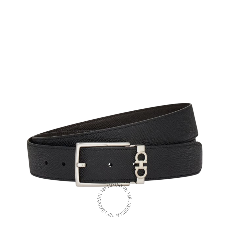Thắt lưng Salvatore Ferragamo reversible and adjustable gancini belt black/testa di moro 67a037708206 HEGH114