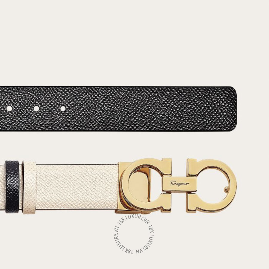 Thắt lưng Salvatore Ferragamo Reversible and adjustable Gancini belt bone/black 23A565741534 CGNA046