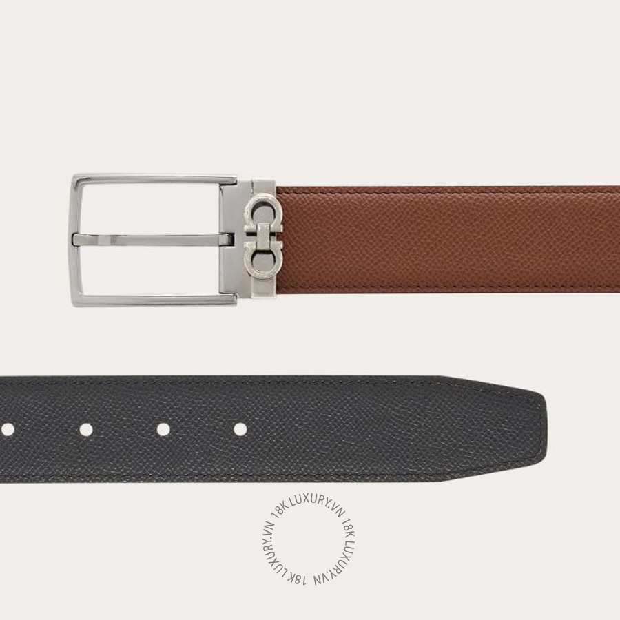 Thắt lưng Salvatore Ferragamo reversible and adjustable gancini belt briar/black 67a037709528 HEGH026