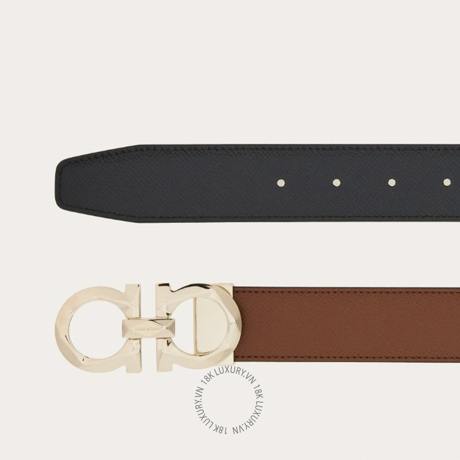 Thắt lưng Salvatore Ferragamo reversible and adjustable gancini belt briar/black 67a161770675 HEGH102