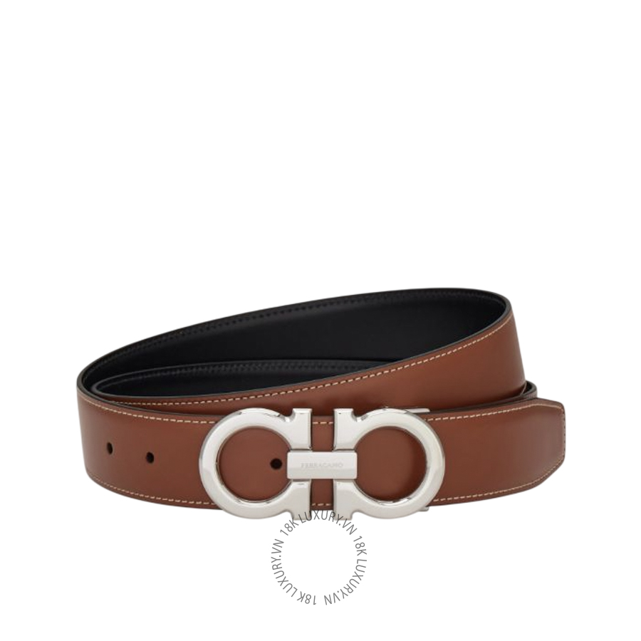 Thắt lưng Salvatore Ferragamo reversible and adjustable gancini belt cognac/black 679710785978 HEGH020