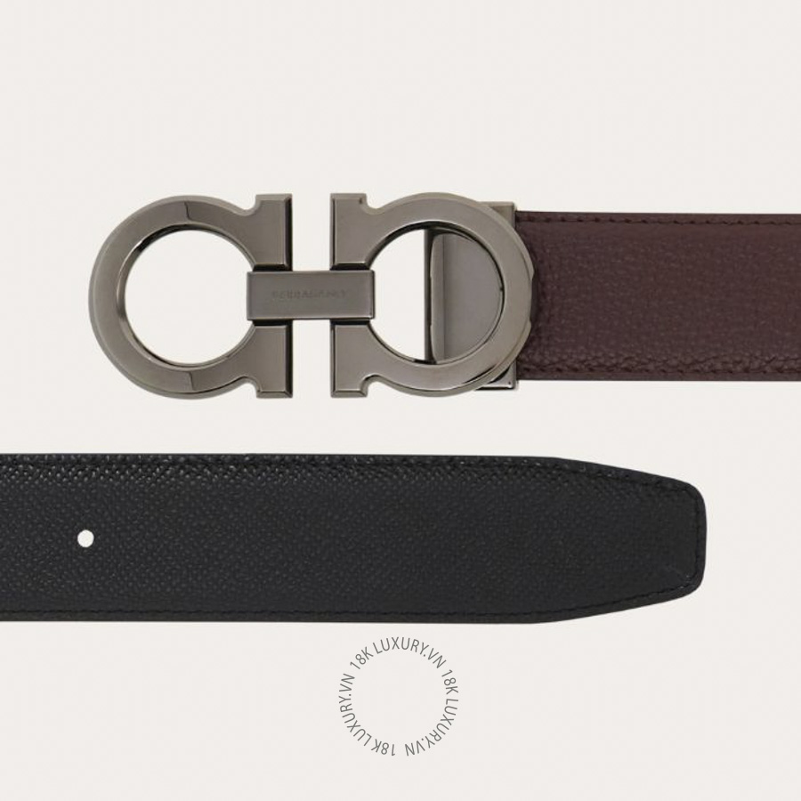 Thắt lưng Salvatore Ferragamo reversible and adjustable gancini belt cordovan/black 679710796202 HEGH085