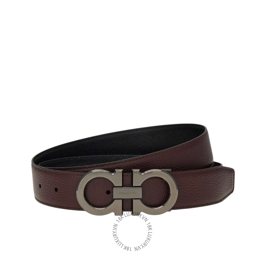 Thắt lưng Salvatore Ferragamo reversible and adjustable gancini belt cordovan/black 679710796202 HEGH085