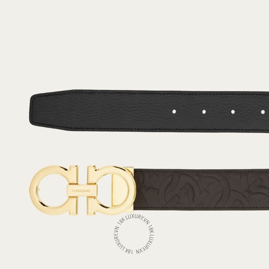 Thắt lưng Salvatore Ferragamo reversible and adjustable gancini belt dark brown/black 679710770651 HEGH107