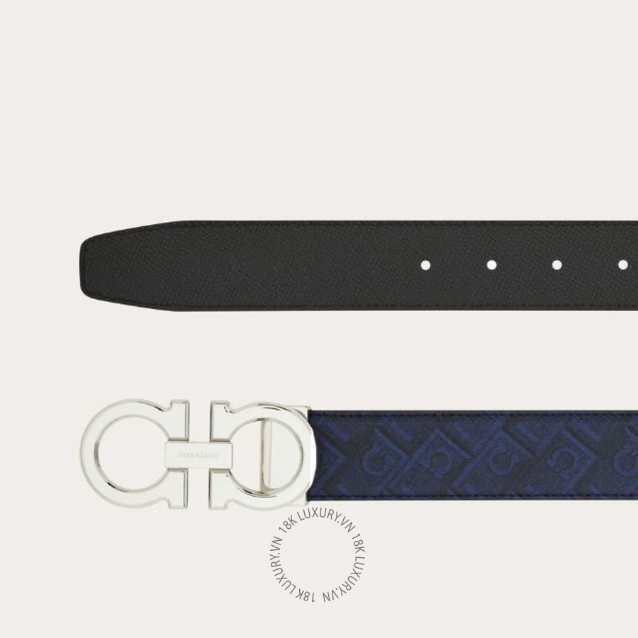 Thắt lưng Salvatore Ferragamo reversible and adjustable gancini belt dark navy blue/black 679710790394 HEGH096