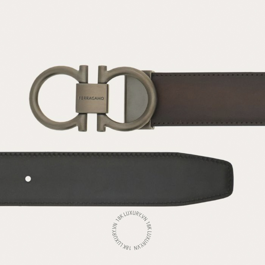Thắt lưng Salvatore Ferragamo reversible and adjustable gancini belt midbrown/black/testa di moro 679938794012 HEGH053