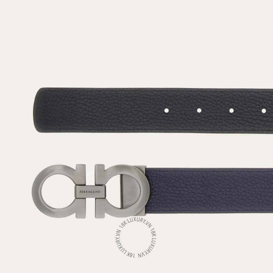 Thắt lưng Salvatore Ferragamo reversible and adjustable gancini belt midnight blue/black 675542776307 HEGH110