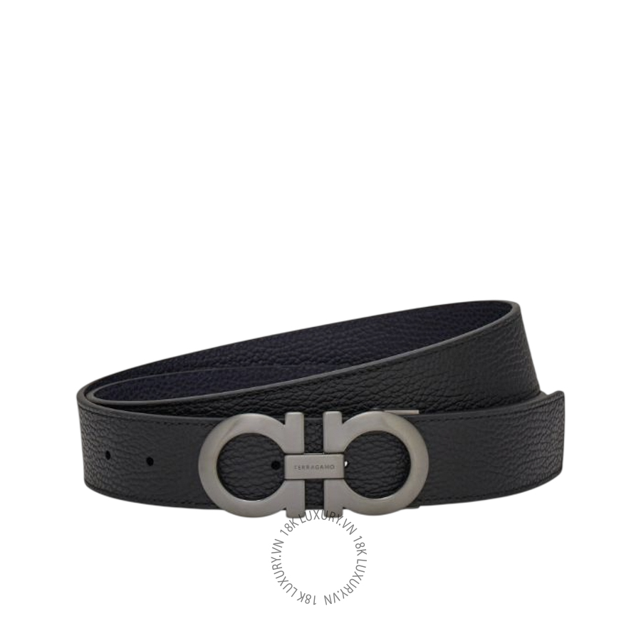 Thắt lưng Salvatore Ferragamo reversible and adjustable gancini belt midnight blue/black 675542776307 HEGH110