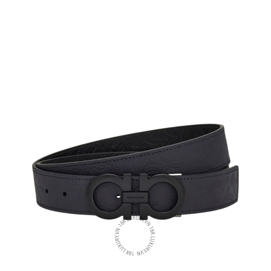 Thắt lưng Salvatore Ferragamo reversible and adjustable gancini belt midnight blue/black 675542780047 HEGH135