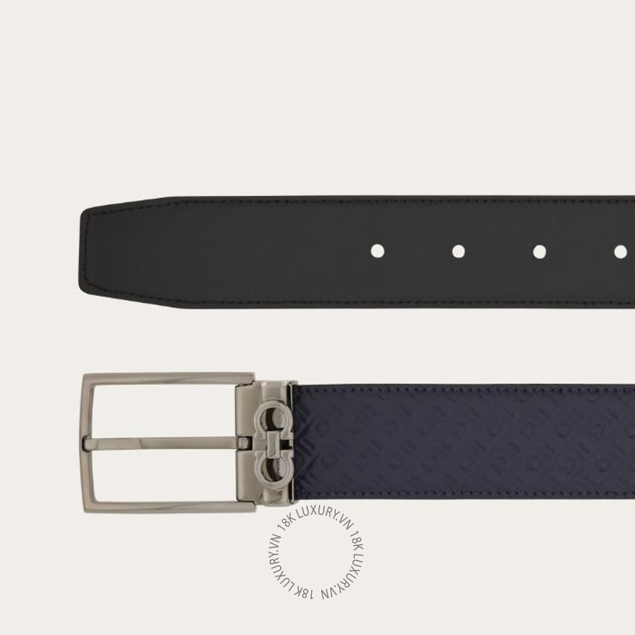 Thắt lưng Salvatore Ferragamo reversible and adjustable gancini belt midnight blue/black 67a037780488 HEGH028