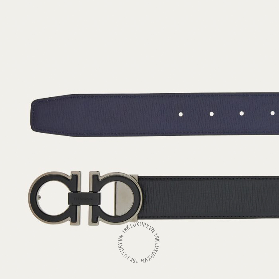 Thắt lưng Salvatore Ferragamo reversible and adjustable gancini belt midnight blue/black 67a254770682 HEGH136