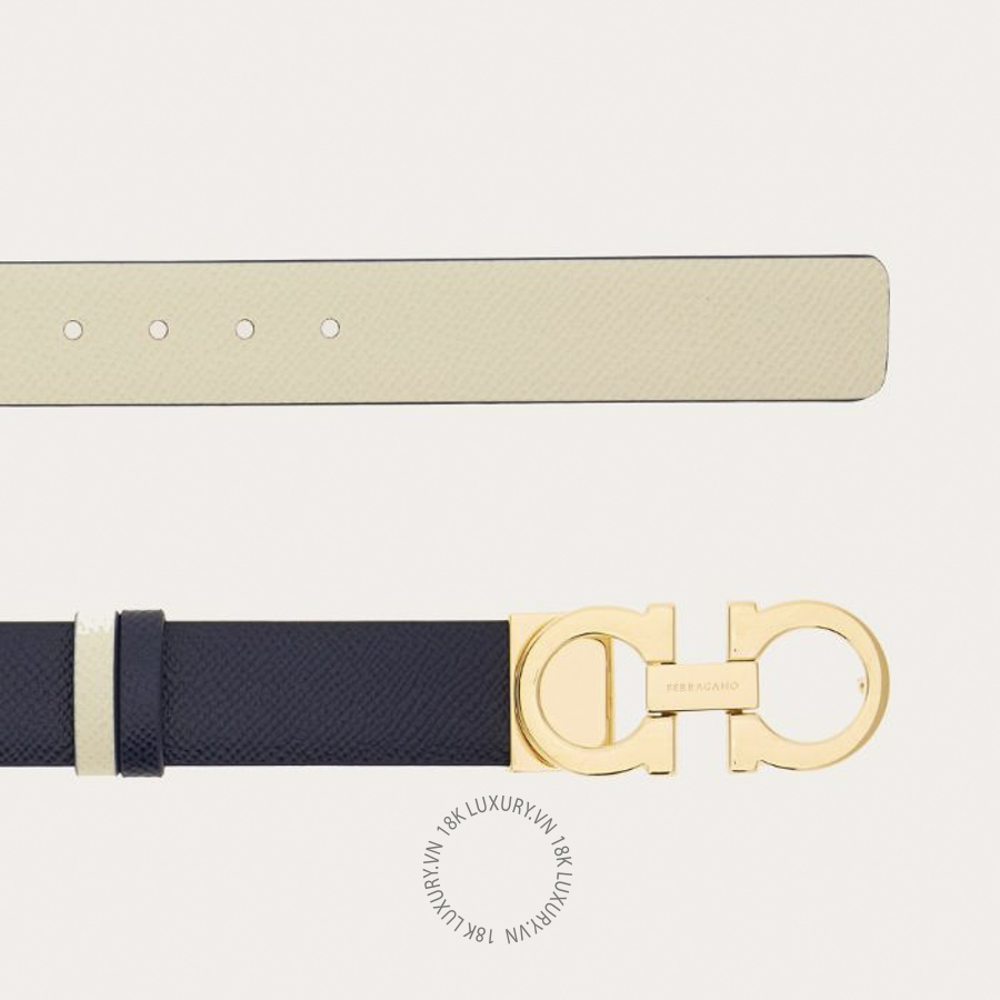 Thắt lưng Salvatore Ferragamo Reversible and adjustable Gancini belt midnight blue/mascarpone 23A565770968 CGNA060