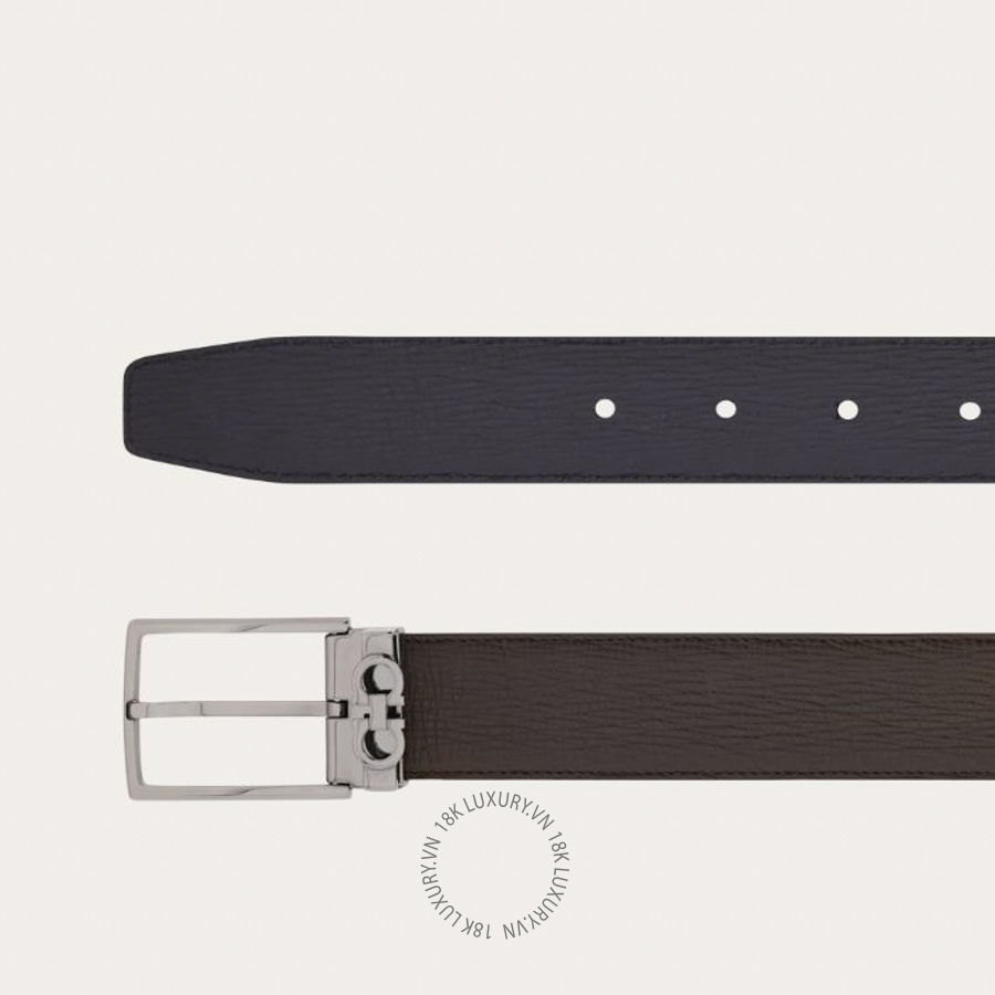 Thắt lưng Salvatore Ferragamo reversible and adjustable gancini belt testa di moro/midnight blue 67a037785999 HEGH027