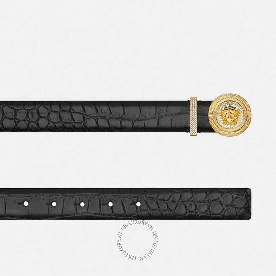 Thắt lưng Versace Medusa Biggie Embellished Croc-Effect Belt 3 cm 1004009-1A11597_1B00V VSC456