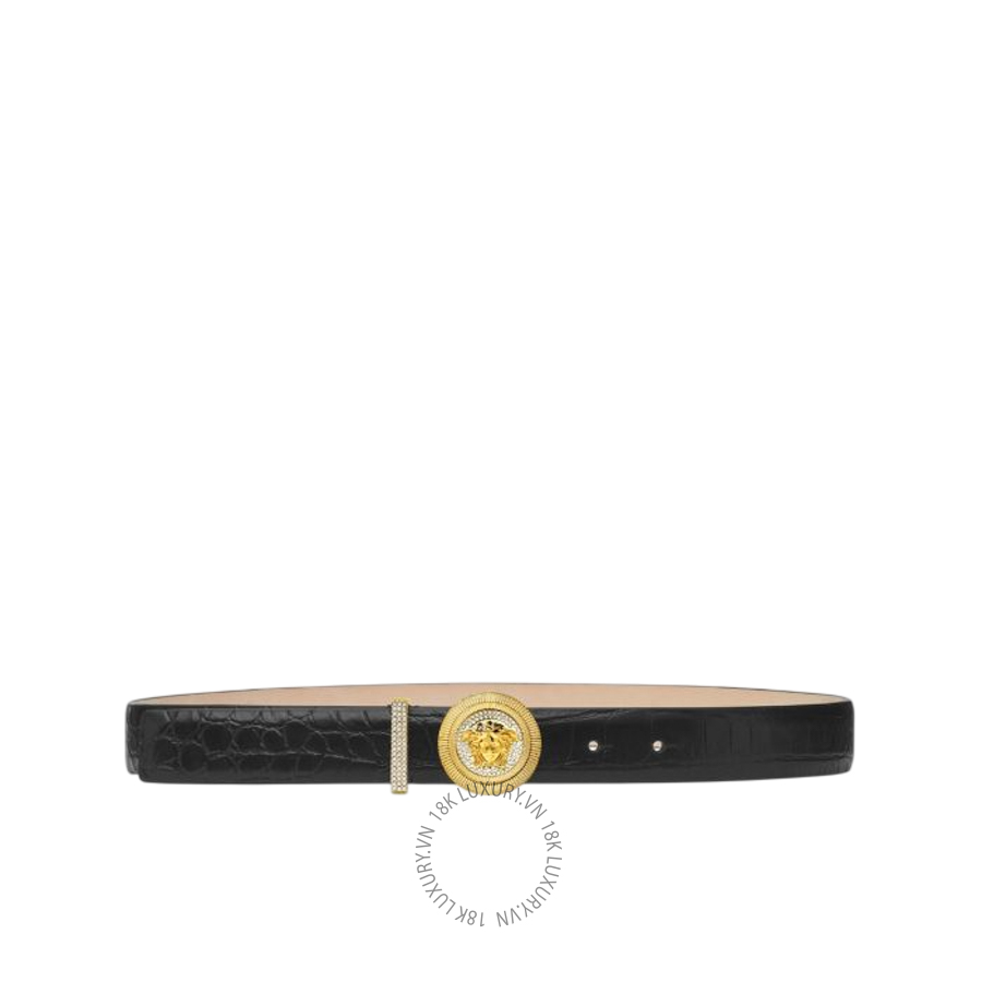 Thắt lưng Versace Medusa Biggie Embellished Croc-Effect Belt 3 cm 1004009-1A11597_1B00V VSC456