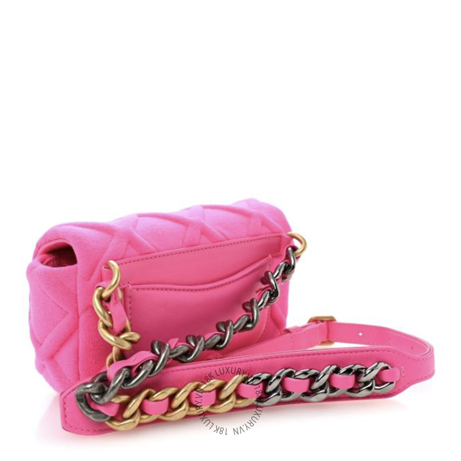 Túi Bao Tử Chanel Jersey Quilted Chanel 19 Waist Bag Pink CDBC1146