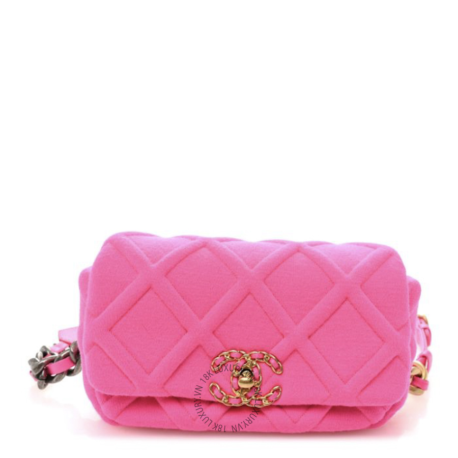 Túi Bao Tử Chanel Jersey Quilted Chanel 19 Waist Bag Pink CDBC1146