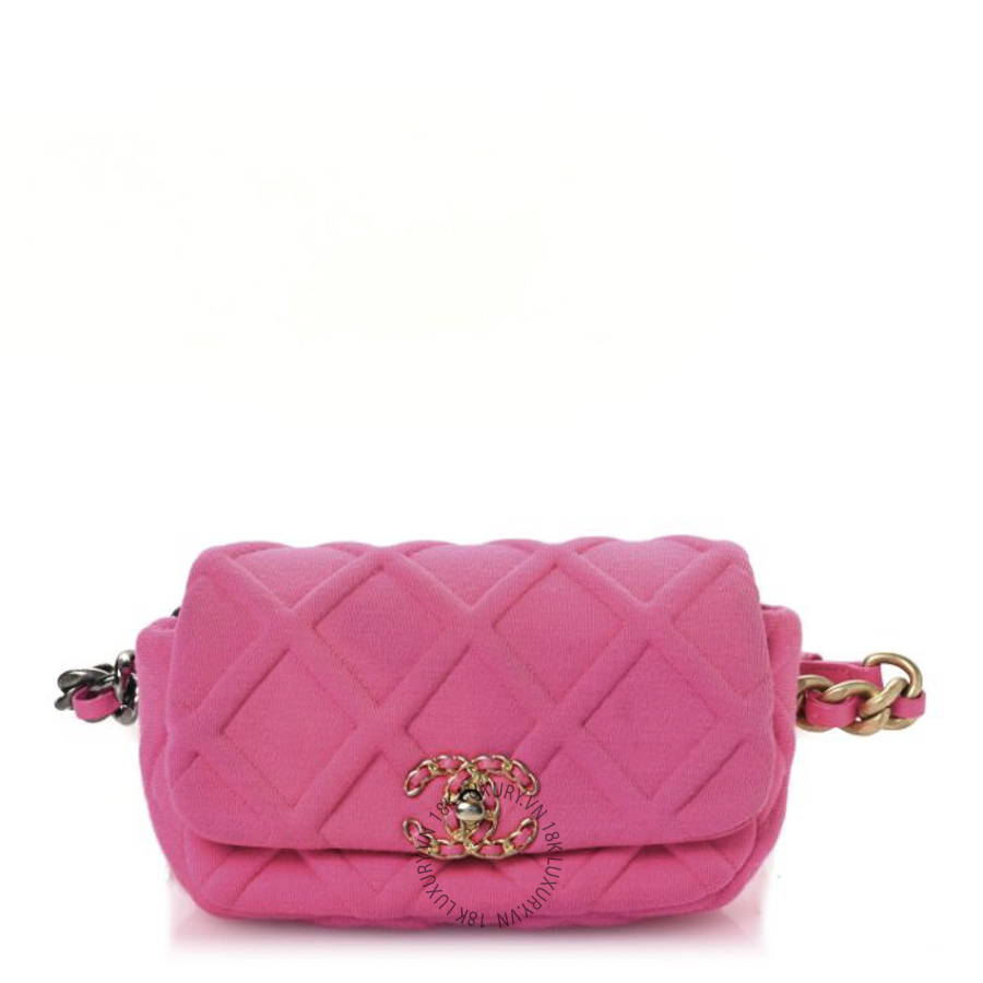 Túi Bao Tử Chanel Jersey Quilted Chanel 19 Waist Bag Pink CDBC991