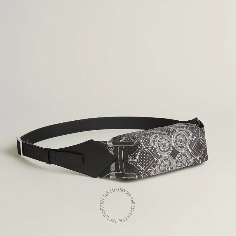 Túi Bao Tử Hermes Banasilk belt bag Gris Misty / Noir H085437CKAA MHM006