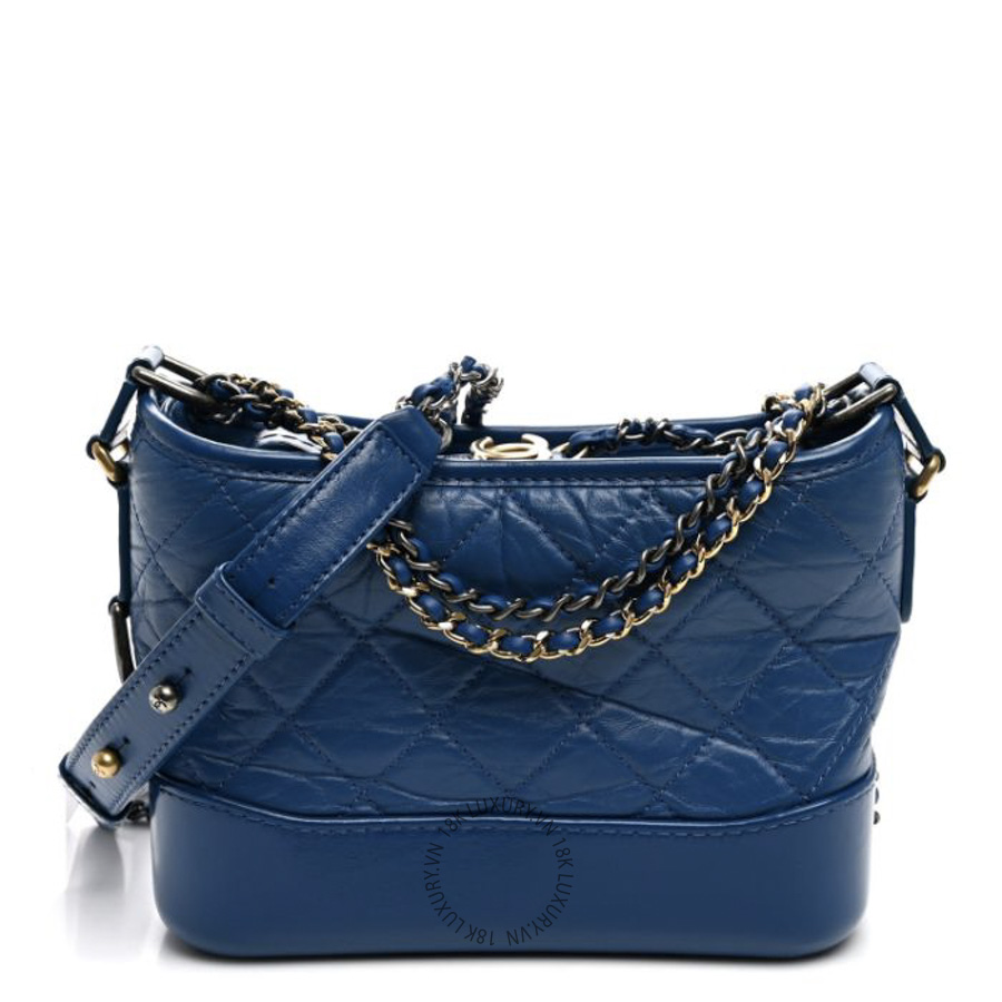 Túi Đeo Chéo Chanel Aged Calfskin Quilted Small Gabrielle Hobo Blue CDBC1107