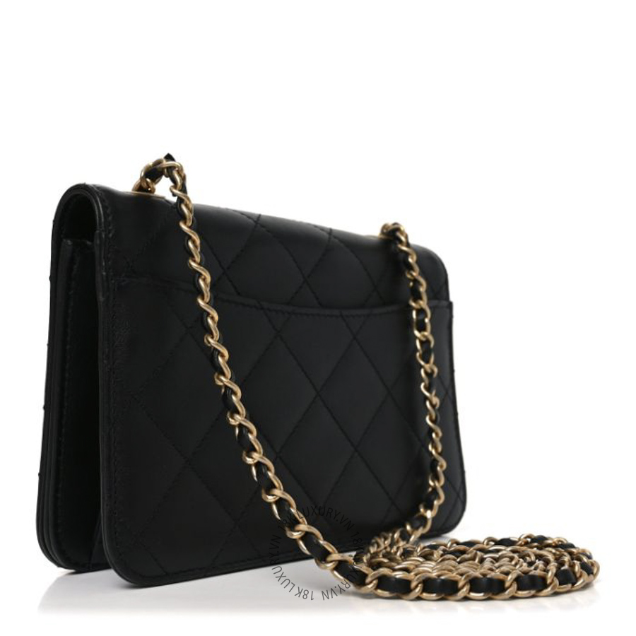 Túi Đeo Chéo Chanel Calfskin Quilted Crystal Pearl Small Flap Bag Black CDBC814