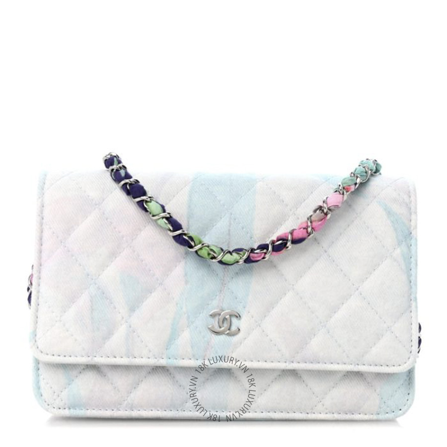 Túi Đeo Chéo Chanel Canvas Quilted Jungle Jeans Wallet on Chain WOC Multicolor CDBC509