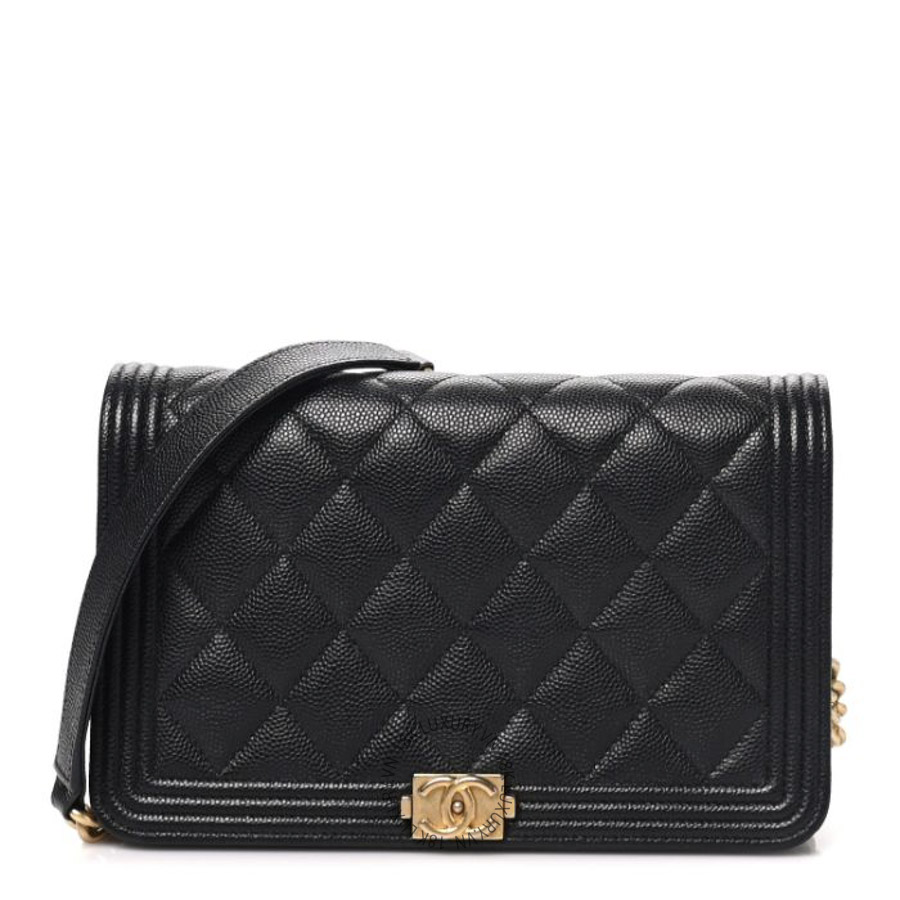 Túi Đeo Chéo Chanel Caviar Quilted Boy Wallet On Chain WOC Black CDBC240