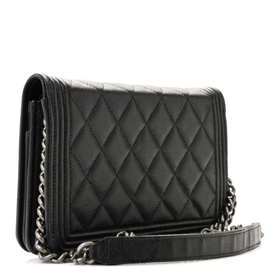 Túi Đeo Chéo Chanel Caviar Quilted Boy Wallet On Chain WOC Black CDBC763