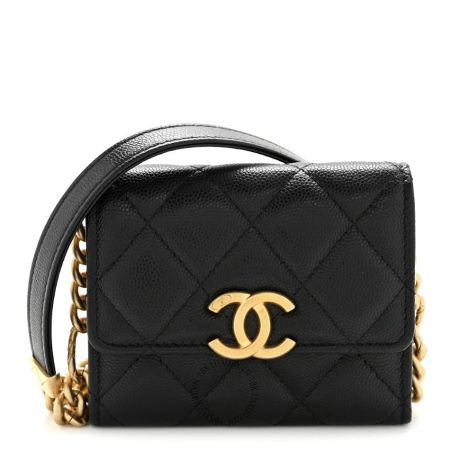 Túi Đeo Chéo Chanel Caviar Quilted Bracelet On Chain Clutch Black CDBC266