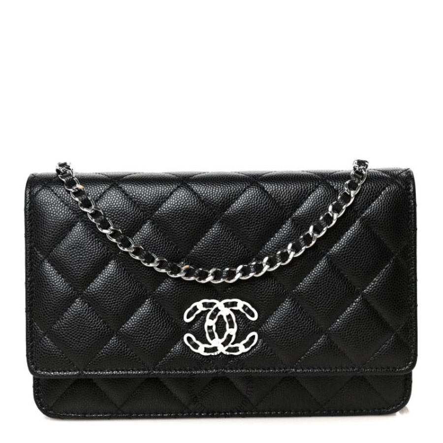 Túi Đeo Chéo Chanel Caviar Quilted Chanel 19 Wallet On Chain WOC Black White CDBC833
