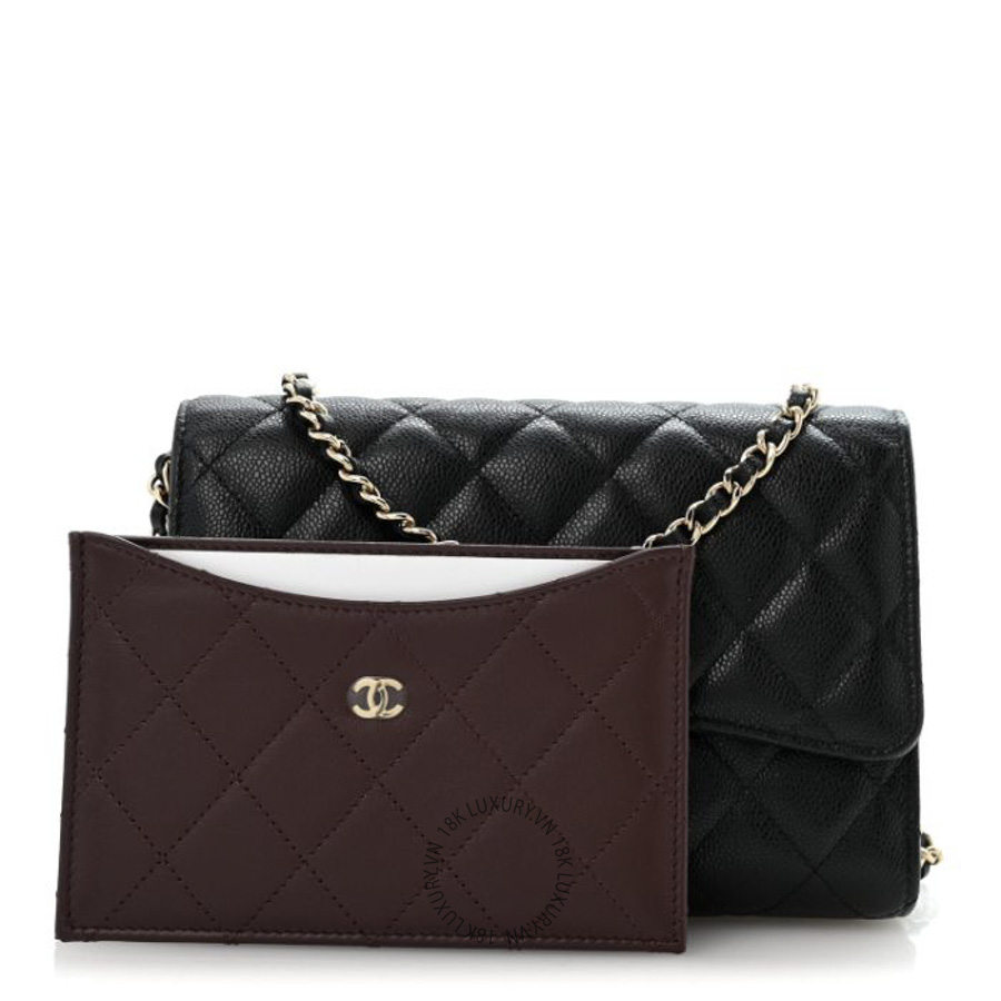 Túi Đeo Chéo Chanel Caviar Quilted Compact Wallet On Chain WOC Black CDBC694