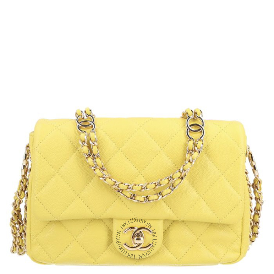 Túi Đeo Chéo Chanel Caviar Quilted Mini CC You Flap Yellow CDBC423