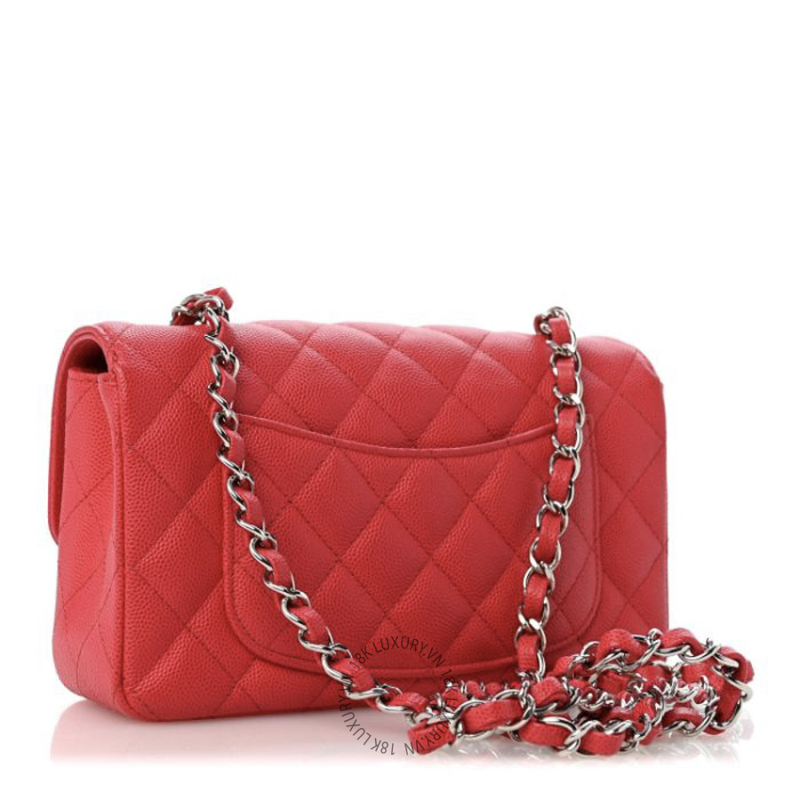 Túi Đeo Chéo Chanel Caviar Quilted Mini Rectangular Flap Light Red CDBC500