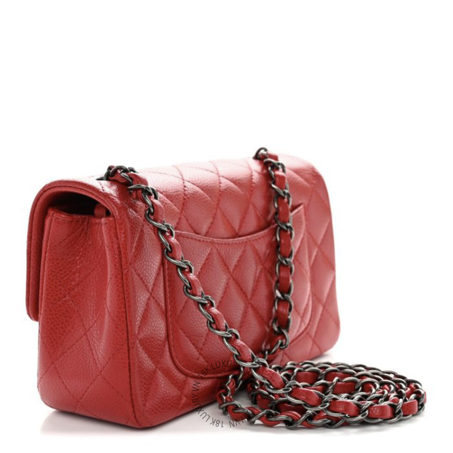 Túi Đeo Chéo Chanel Caviar Quilted Mini Rectangular Flap Red CDBC244