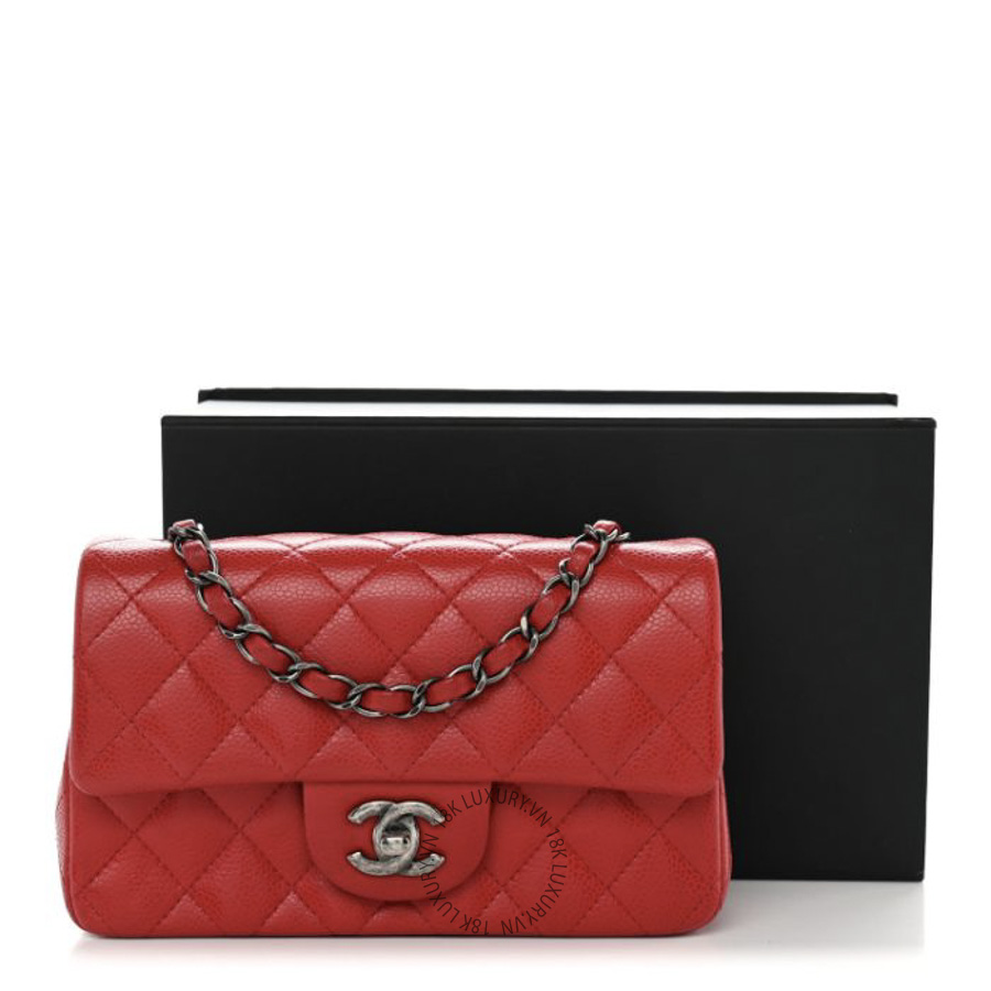 Túi Đeo Chéo Chanel Caviar Quilted Mini Rectangular Flap Red CDBC244 23 Túi Đeo Chéo Chanel Caviar Quilted Mini Rectangular Flap Red CDBC244