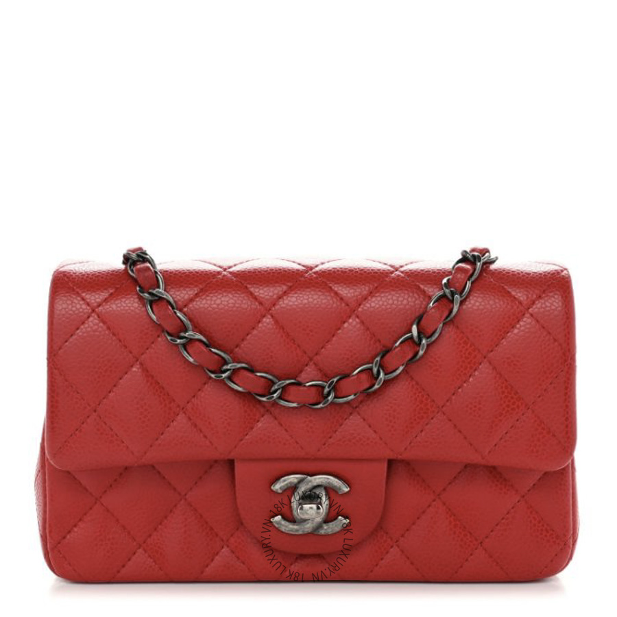 Túi Đeo Chéo Chanel Caviar Quilted Mini Rectangular Flap Red CDBC244