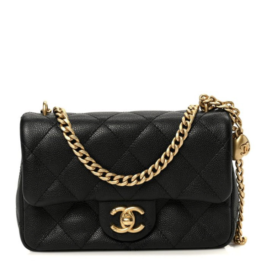 Túi Đeo Chéo Chanel Caviar Quilted Mini Sweetheart Rectangular Flap Black CDBC1008