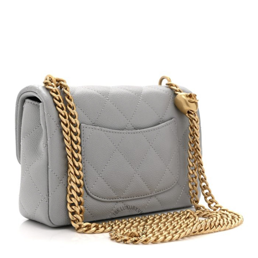 Túi Đeo Chéo Chanel Caviar Quilted Mini Sweetheart Rectangular Flap Light Grey CDBC432