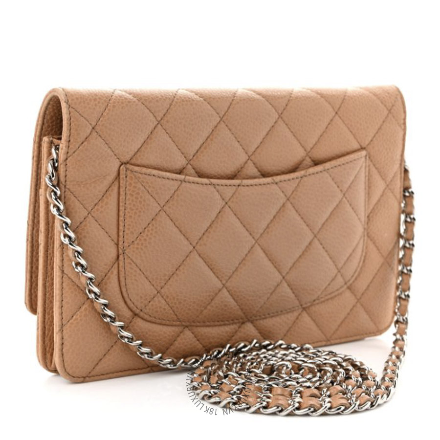 Túi Đeo Chéo Chanel Caviar Quilted Wallet on Chain WOC Beige CDBC1030