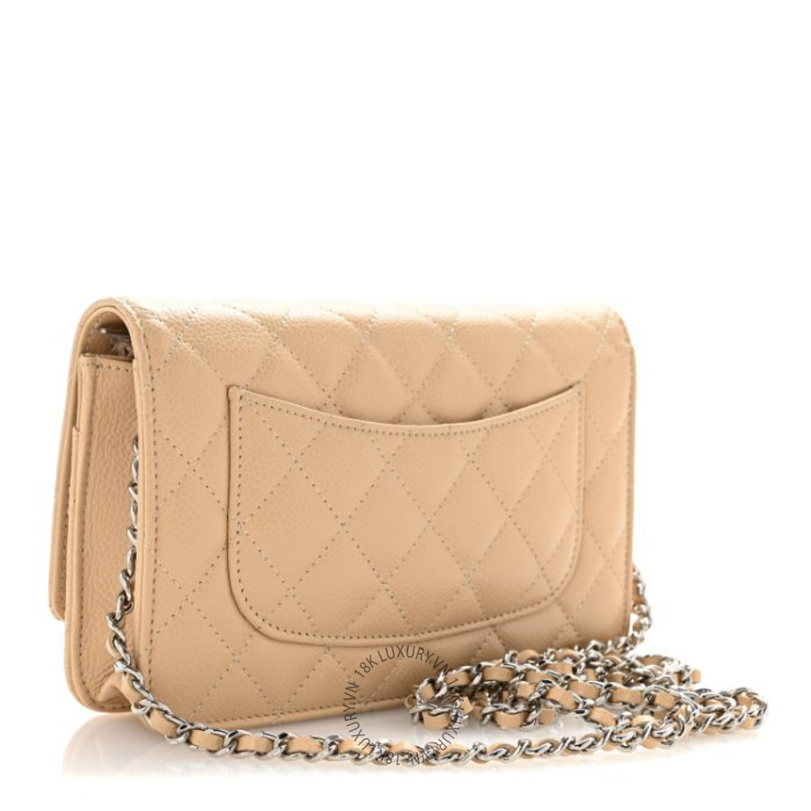 Túi Đeo Chéo Chanel Caviar Quilted Wallet on Chain WOC Beige CDBC1141