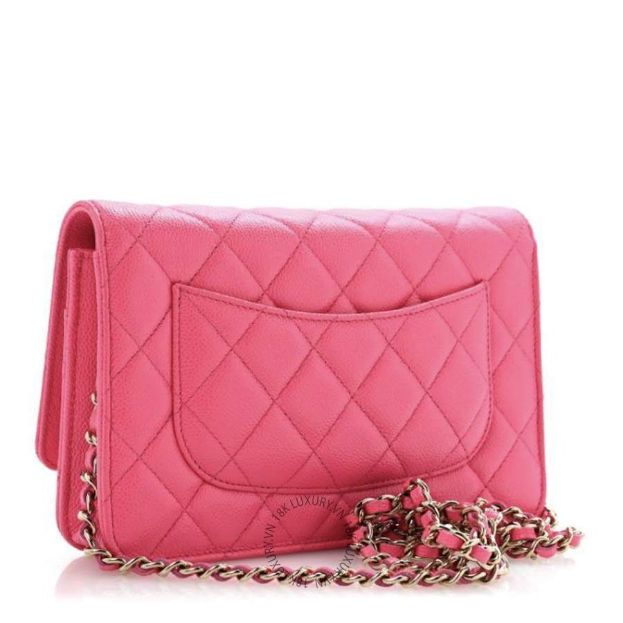 Túi Đeo Chéo Chanel Caviar Quilted Wallet on Chain WOC Fuchsia CDBC693
