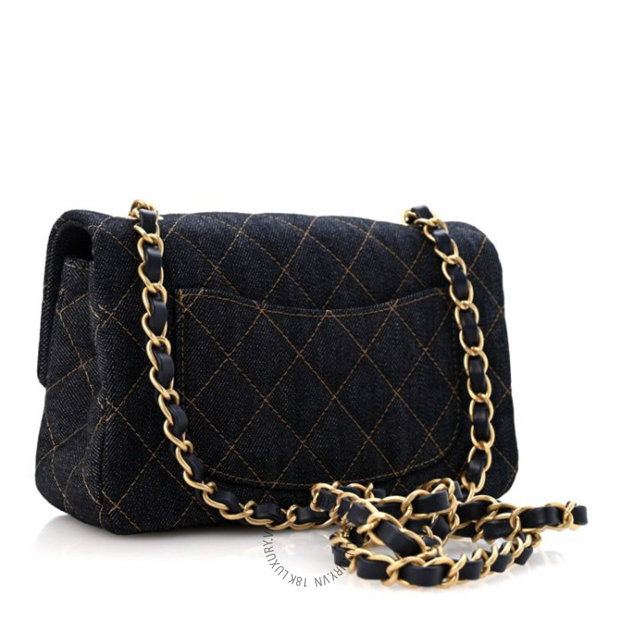 Túi Đeo Chéo Chanel Denim Quilted Mini Rectangular Flap Dark Blue CDBC687