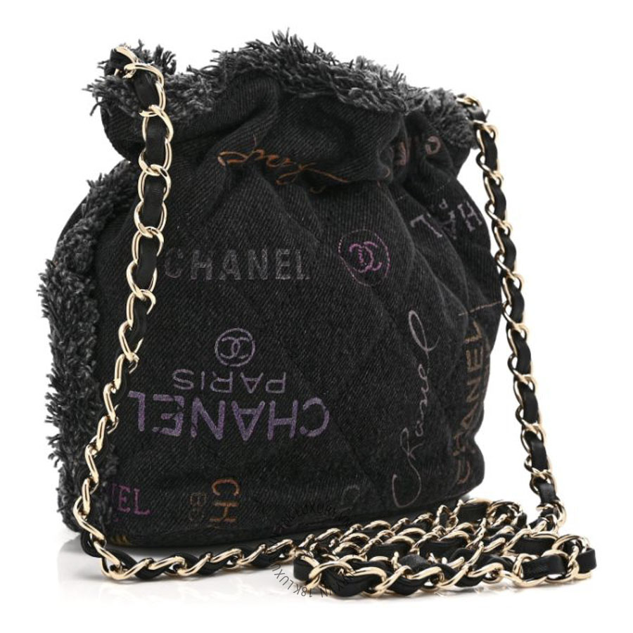 Túi Đeo Chéo Chanel Denim Quilted Mood Small Bucket With Chain Black Multicolor CDBC898