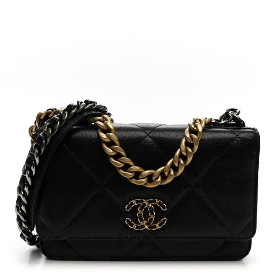 Túi Đeo Chéo Chanel Goatskin Quilted Chanel 19 Wallet On Chain WOC Black CDBC1125