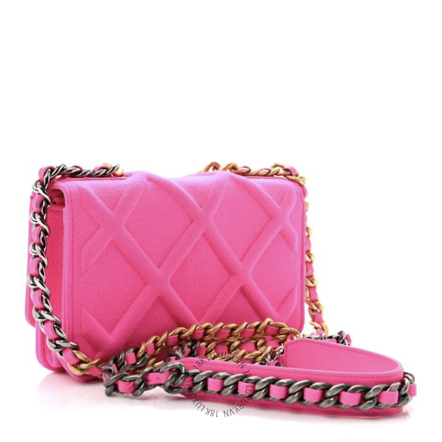 Túi Đeo Chéo Chanel Jersey Quilted Chanel 19 Wallet On Chain WOC Pink CDBC768