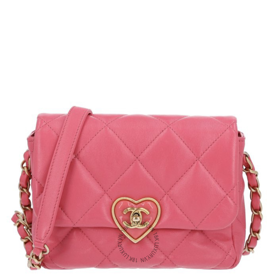 Túi Đeo Chéo Chanel Lambskin Plexiglass Quilted Coco Love Mini Flap Pink CDBC770