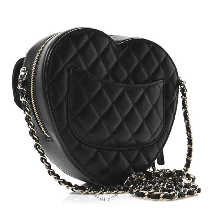 Túi Đeo Chéo Chanel Lambskin Quilted CC In Love Heart Bag Black CDBC160