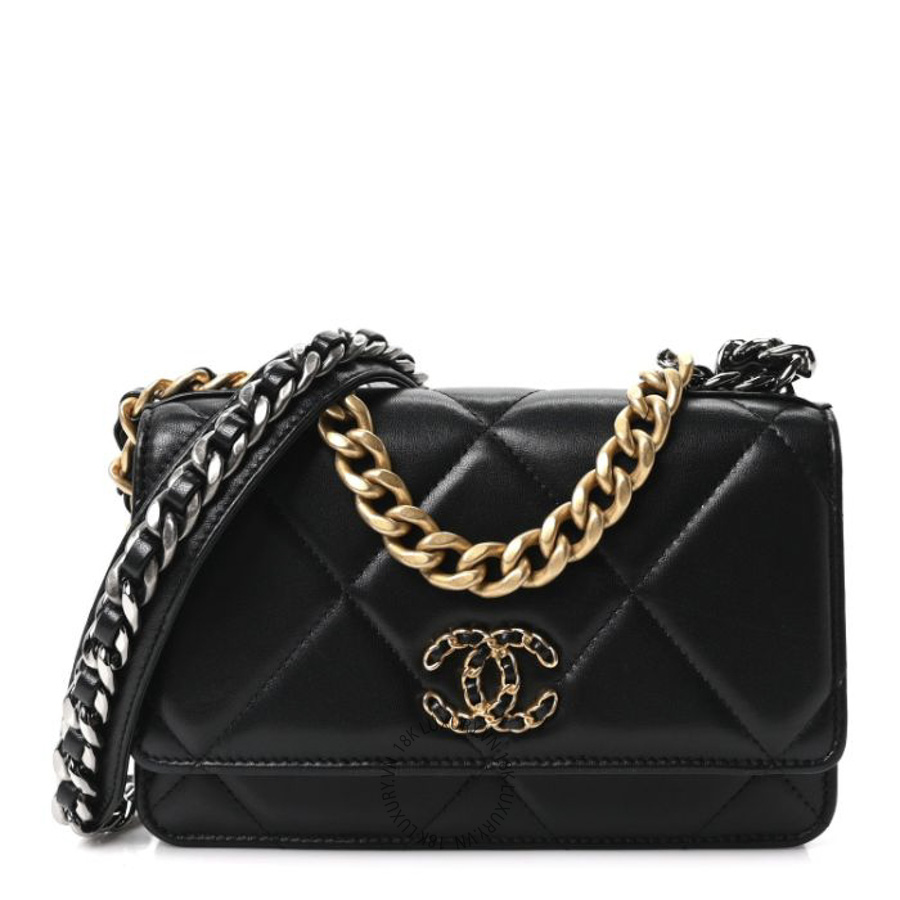 Túi Đeo Chéo Chanel Lambskin Quilted Chanel 19 Wallet On Chain WOC Black CDBC839