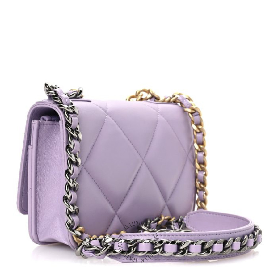 Túi Đeo Chéo Chanel Lambskin Quilted Chanel 19 Wallet On Chain WOC Light Purple CDBC271